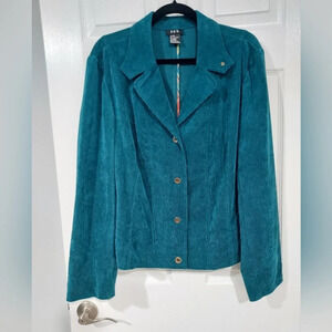 RQT Teal Blue Corduroy Double Lapel Lightweight Jacket in Size XL